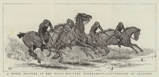 A Novel Feature at the Royal Military Tournament, Tent-Pegging by Sections